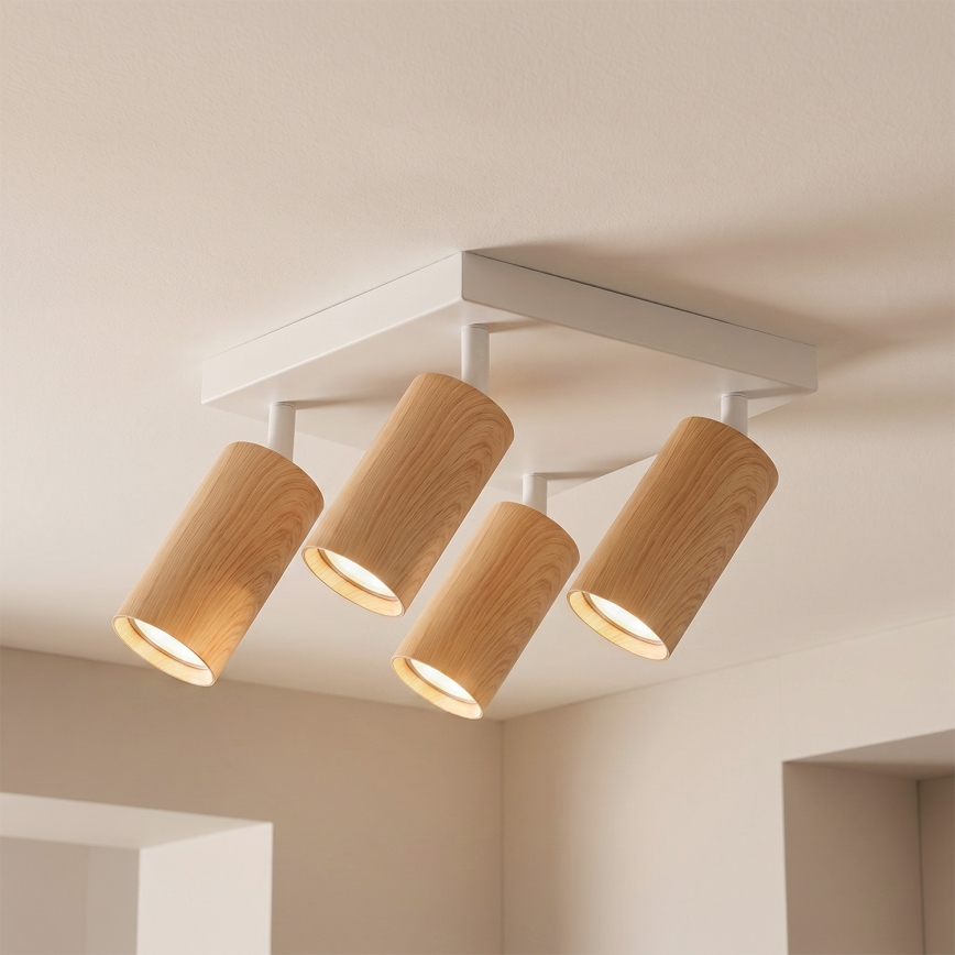 Brilagi - Spot LED RGBW dimmable SELE SQUARE 4xGU10/6,5W/230V 2700-6500K blanc/décor chêne