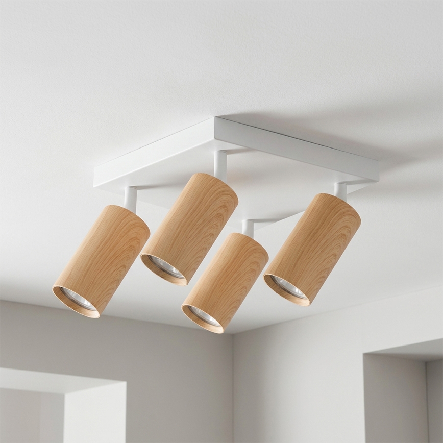 Brilagi - Spot LED RGBW dimmable SELE SQUARE 4xGU10/6,5W/230V 2700-6500K blanc/décor chêne