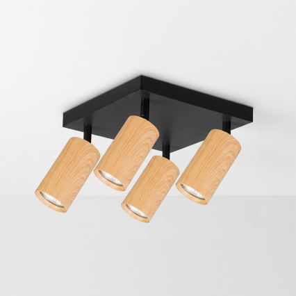 Brilagi - Spot LED RGBW dimmable SELE SQUARE 4xGU10/6,5W/230V 2700-6500K noir/décor chêne
