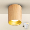 Brilagi - Spot LED RGBW dimmable TRINE 1xGU10/4,8W/230V 3000K finition chêne + télécommande