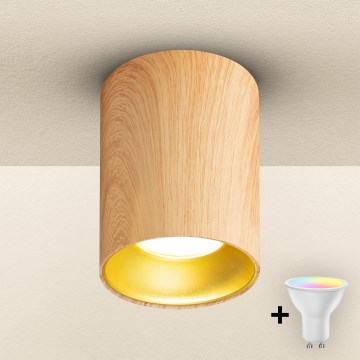 Brilagi - Spot LED RGBW dimmable TRINE 1xGU10/4,8W/230V 3000K finition chêne + télécommande