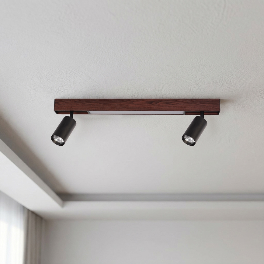 Brilagi - Spot LED SELE 2xGU10/30W/230V + LED/15W noir/décor chêne