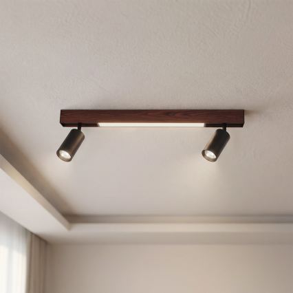 Brilagi - Spot LED SELE 2xGU10/30W/230V + LED/15W noir/décor chêne