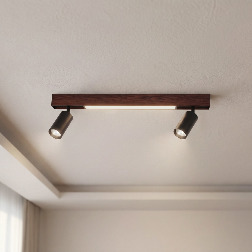 Brilagi - Spot LED SELE 2xGU10/30W/230V + LED/15W noir/décor chêne