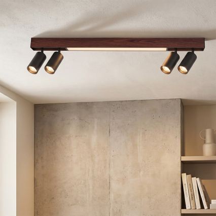 Brilagi - Spot LED SELE 4xGU10/30W/230V + LED/20W noir/décor chêne