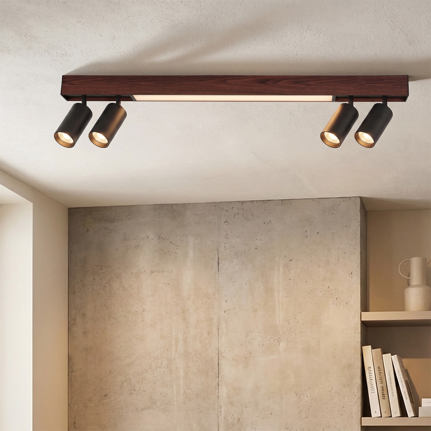 Brilagi - Spot LED SELE 4xGU10/30W/230V + LED/20W noir/décor chêne