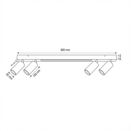 Brilagi - Spot LED SELE 4xGU10/30W/230V + LED/20W noir/décor chêne