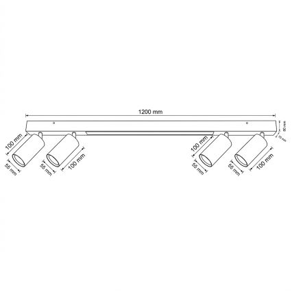 Brilagi - Spot LED SELE 4xGU10/30W/230V + LED/25W blanc/décor chêne