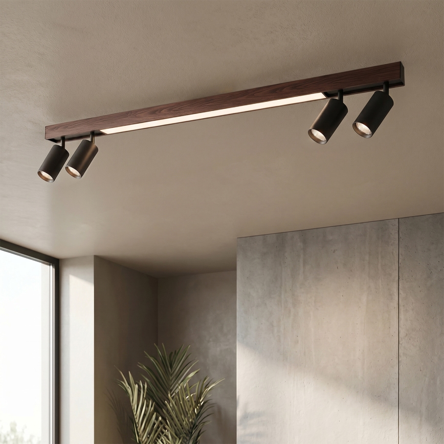 Brilagi - Spot LED SELE 4xGU10/30W/230V + LED/25W noir/décor chêne