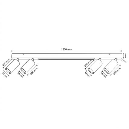 Brilagi - Spot LED SELE 4xGU10/30W/230V + LED/25W noir/décor chêne
