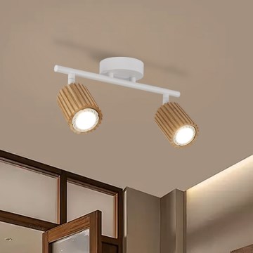 Brilagi - Spot MODERN WOOD 2x GU10/8W/230V bois d'hévéa/blanc