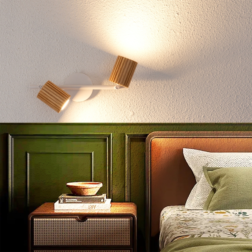 Brilagi - Spot MODERN WOOD 2x GU10/8W/230V bois d'hévéa/blanc