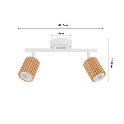Brilagi - Spot MODERN WOOD 2x GU10/8W/230V bois d'hévéa/blanc