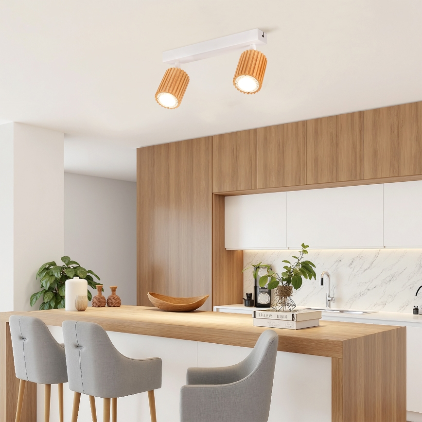 Brilagi - Spot MODERN WOOD 2xGU10/8W/230V bois/blanc