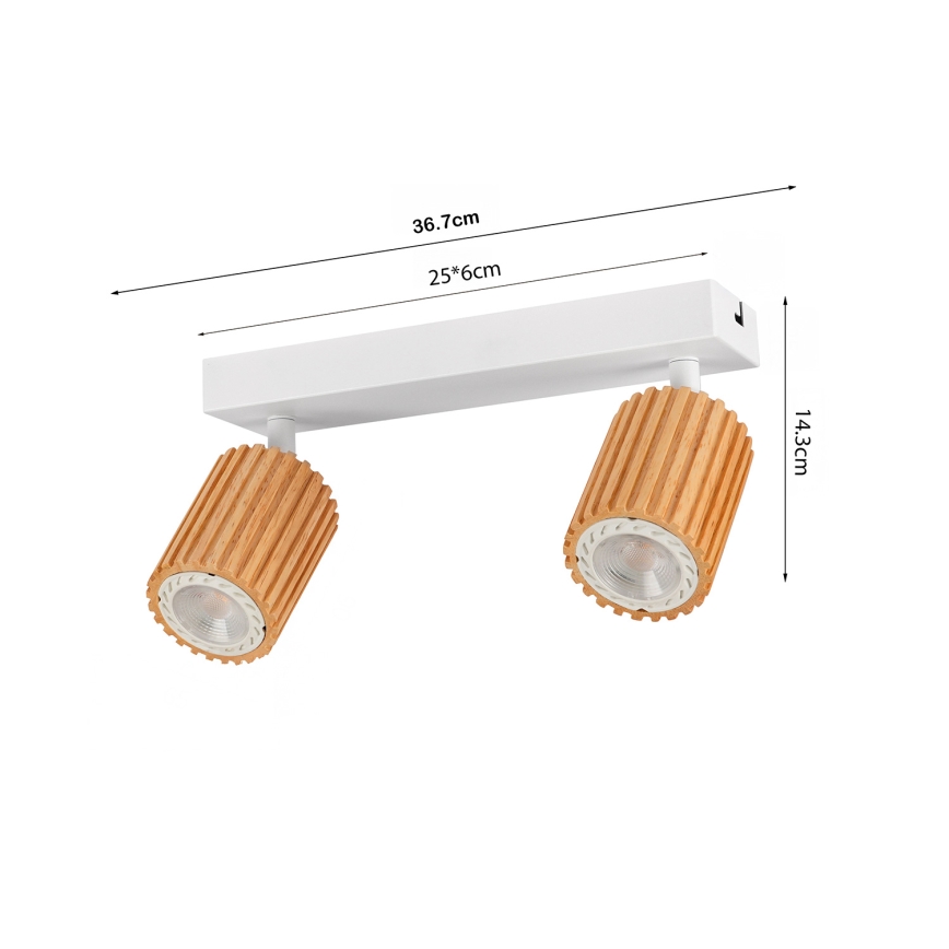 Brilagi - Spot MODERN WOOD 2xGU10/8W/230V bois/blanc
