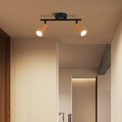 Brilagi - Spot MODERN WOOD 2xGU10/8W/230V bois d'hévéa/noir