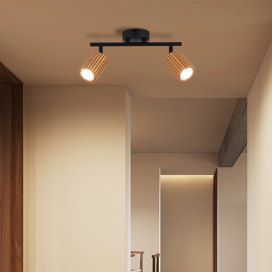 Brilagi - Spot MODERN WOOD 2xGU10/8W/230V bois d'hévéa/noir