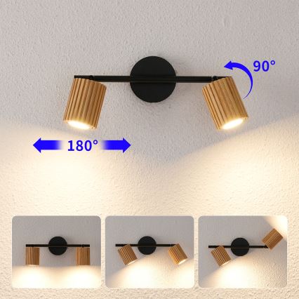 Brilagi - Spot MODERN WOOD 2xGU10/8W/230V bois/noir
