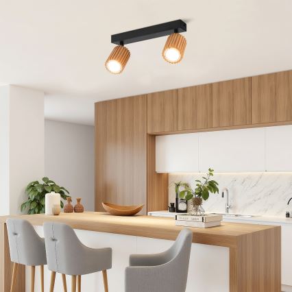 Brilagi - Spot MODERN WOOD 2xGU10/8W/230V en hévéa/noir