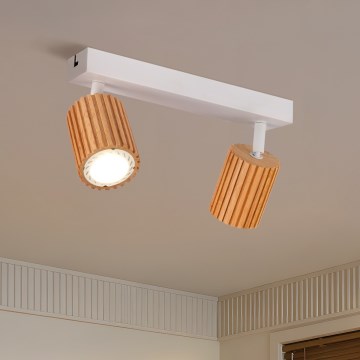 Brilagi - Spot MODERN WOOD 2xGU10/8W/230V hévéa/blanc