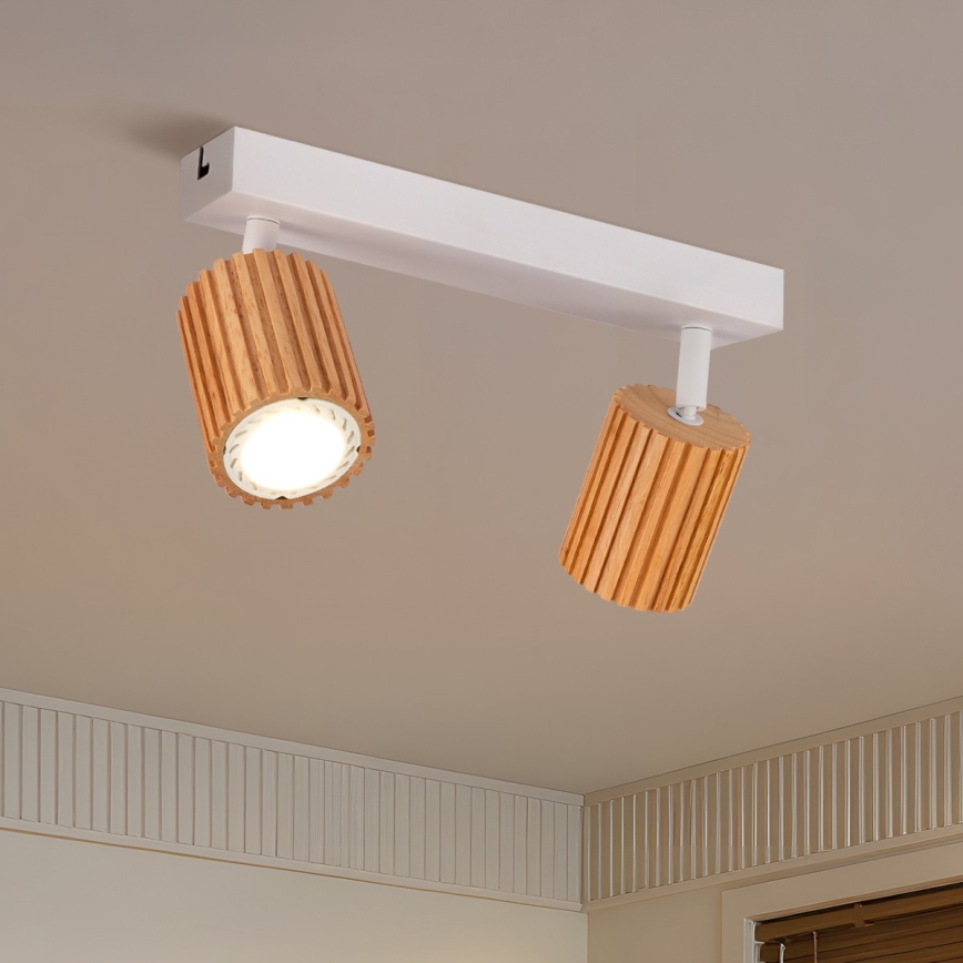 Brilagi - Spot MODERN WOOD 2xGU10/8W/230V hévéa/blanc