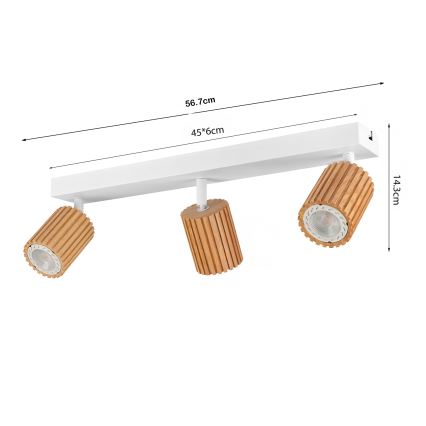 Brilagi - Spot MODERN WOOD 3xGU10/8W/230V bois/blanc