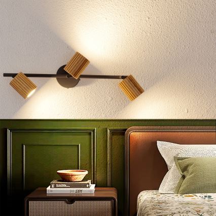 Brilagi - Spot MODERN WOOD 3xGU10/8W/230V bois d'hévéa/noir