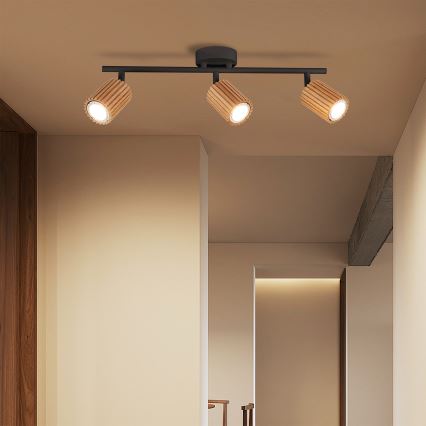 Brilagi - Spot MODERN WOOD 3xGU10/8W/230V bois/noir