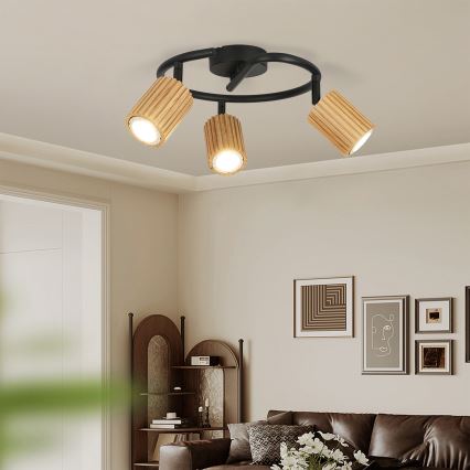 Brilagi - Spot MODERN WOOD 3xGU10/8W/230V bois/noir