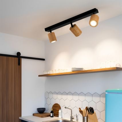 Brilagi - Spot MODERN WOOD 3xGU10/8W/230V bois/noir