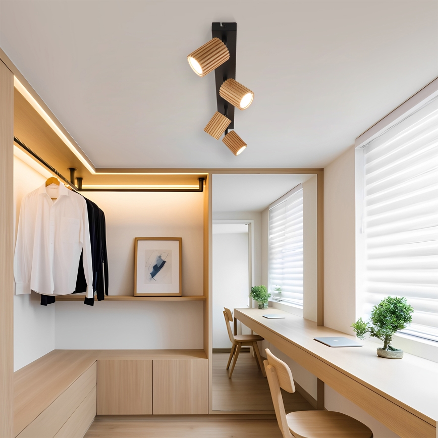 Brilagi - Spot MODERN WOOD 4xGU10/8W/230V hévéa/noir