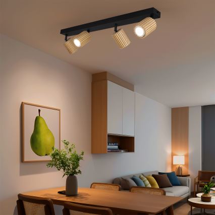 Brilagi - Spot MODERN WOOD 4xGU10/8W/230V hévéa/noir