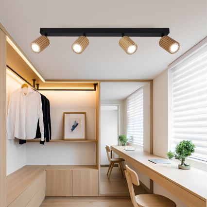 Brilagi - Spot MODERN WOOD 4xGU10/8W/230V hévéa/noir