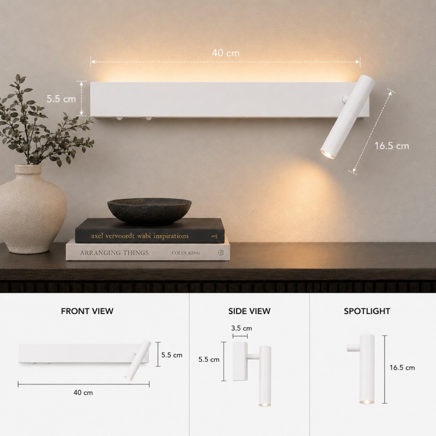 Brilagi - Spot mural ARLIX LED/3W/230V + LED/7W blanc IRC 90