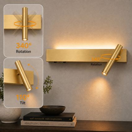 Brilagi - Spot mural LED ARLIX LED/3W/230V + LED/7W doré IRC 90