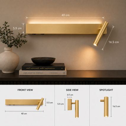 Brilagi - Spot mural LED ARLIX LED/3W/230V + LED/7W doré IRC 90