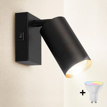 Brilagi - Spot mural LED RGBW dimmable SELE 1xGU10/6W/230V 3000K noir/doré + télécommande