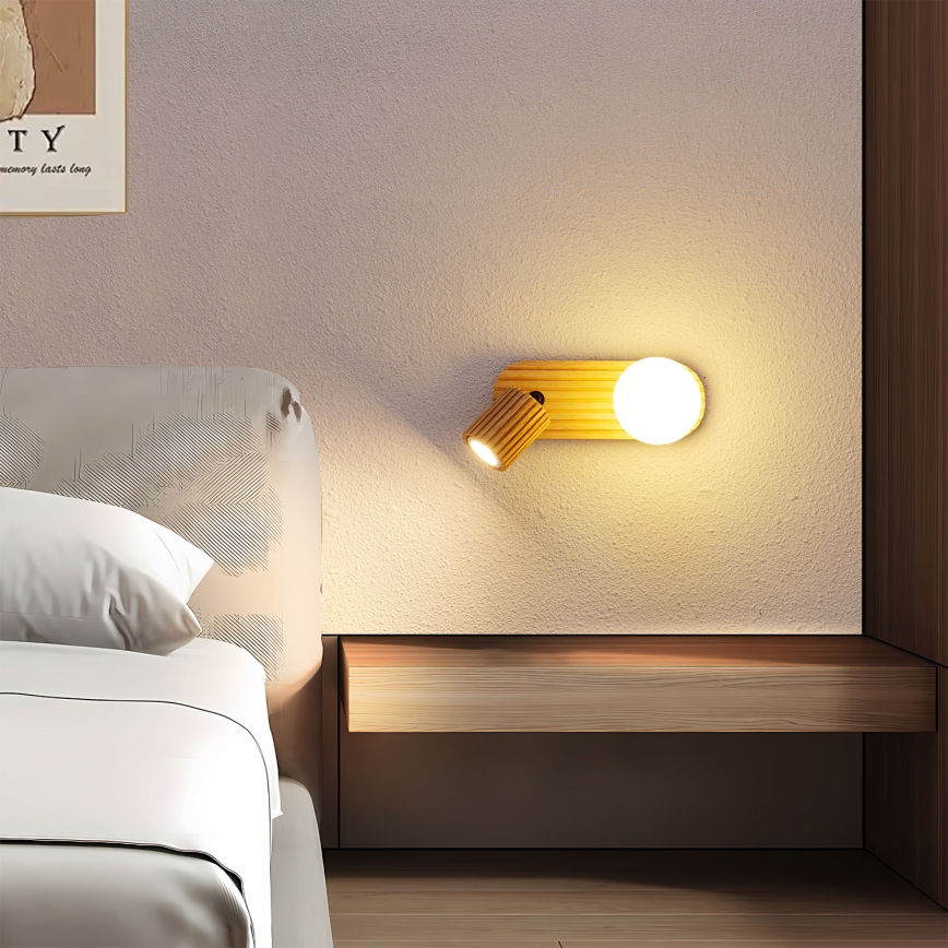 Brilagi - Spot mural MODERN WOOD 1xG9/5W/230V + 1xGU10/8W bois d'hévéa