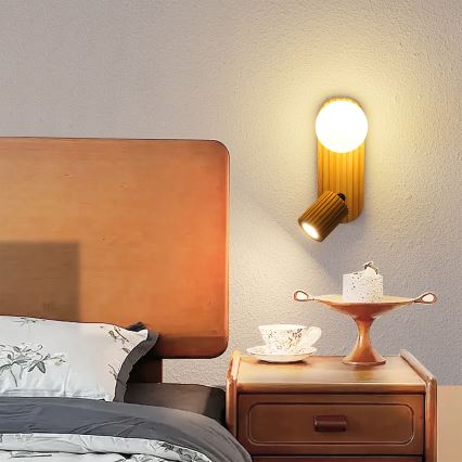 Brilagi - Spot mural MODERN WOOD 1xG9/5W/230V + 1xGU10/8W bois d'hévéa