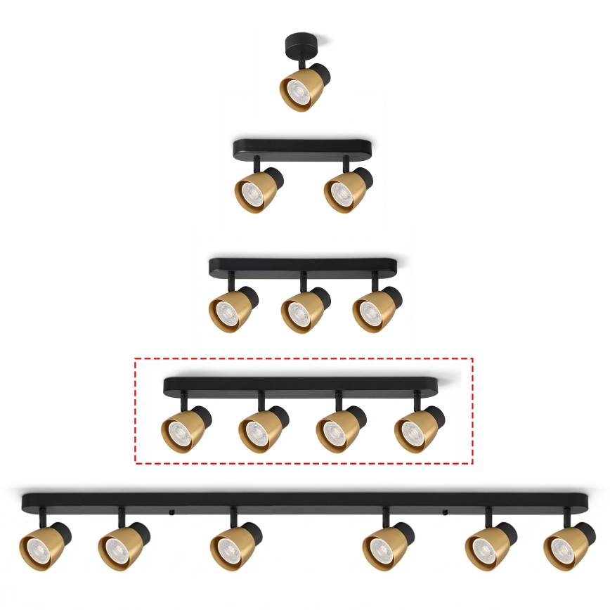 Brilagi - Spot NUGGET 4xGU10/30W/230V noir/doré