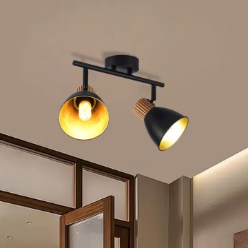 Brilagi - Spot ODENSE 2xE14/10W/230V bois d'hévéa/noir