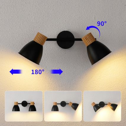 Brilagi - Spot ODENSE 2xE14/10W/230V bois d'hévéa/noir