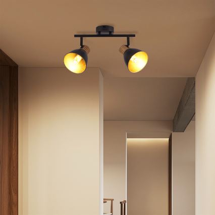 Brilagi - Spot ODENSE 2xE14/10W/230V bois d'hévéa/noir