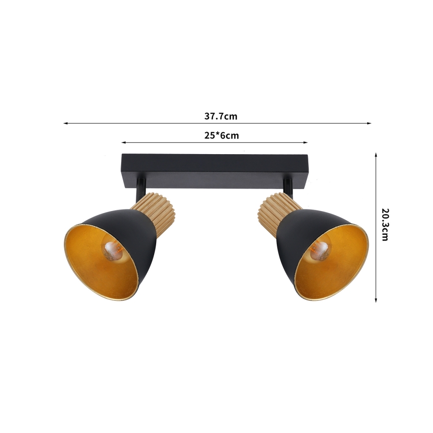 Brilagi - Spot ODENSE 2xE14/10W/230V bois d'hévéa/noir