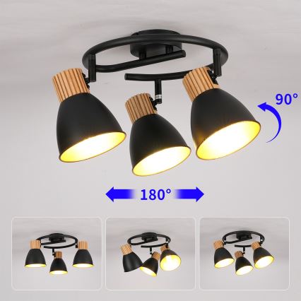 Brilagi - Spot ODENSE 3xE14/10W/230V bois/noir