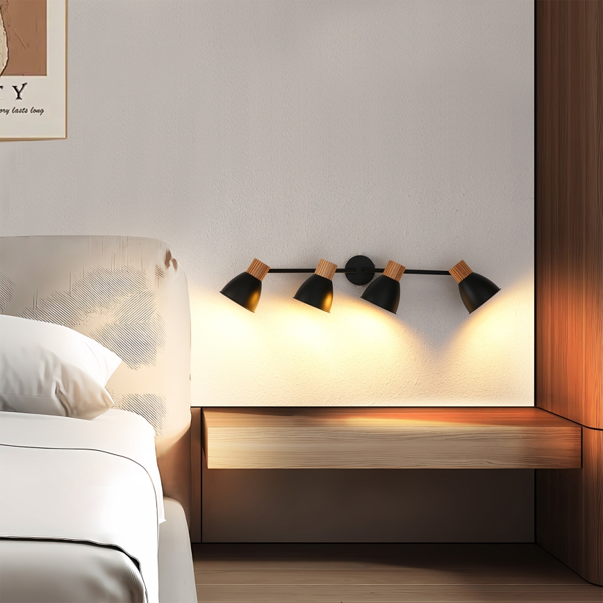 Brilagi - Spot ODENSE 4xE14/10W/230V bois d'hévéa/noir