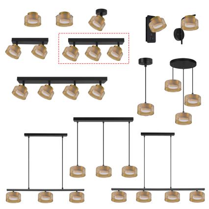 Brilagi - Spot orientable AURA LUX 3xGX53/30W/230V noir/doré