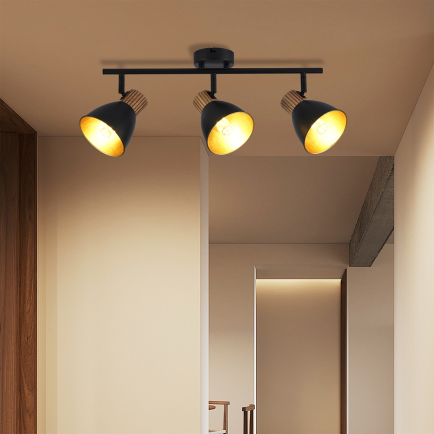 Brilagi - Spot orientable ODENSE 3xE14/10W/230V bois d'hévéa/noir