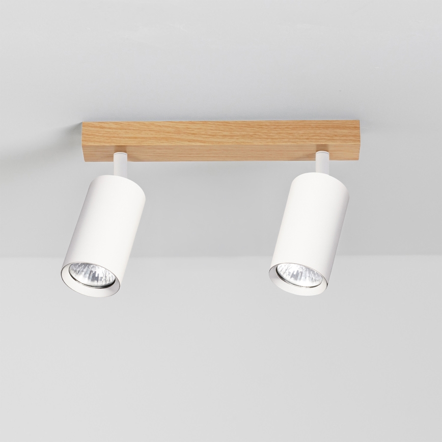 Brilagi - Spot orientable SELE 2xGU10/30W/230V blanc/finition chêne