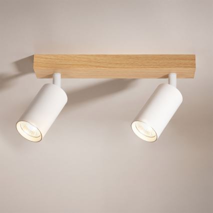 Brilagi - Spot orientable SELE 2xGU10/30W/230V blanc/finition chêne